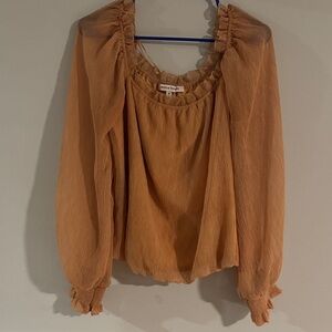 Jealous Tomato Women's Orange Ruffled Blouse